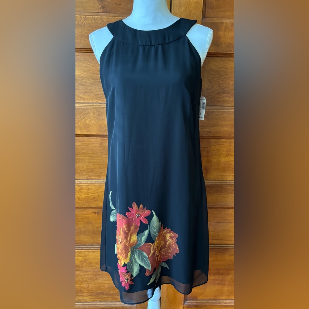 Dress Barn Collection Autumn Floral Black Dress
